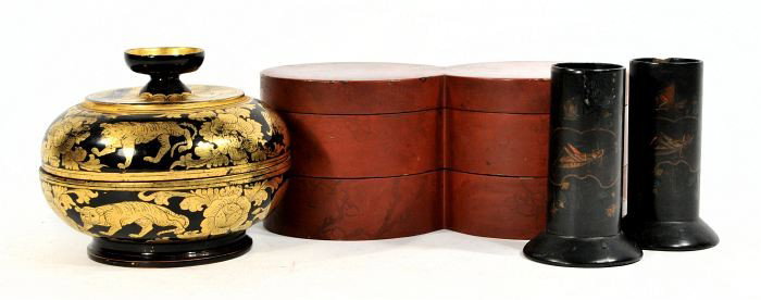 A Group of Chinese Lacquered Decorative Items, 19th - 4