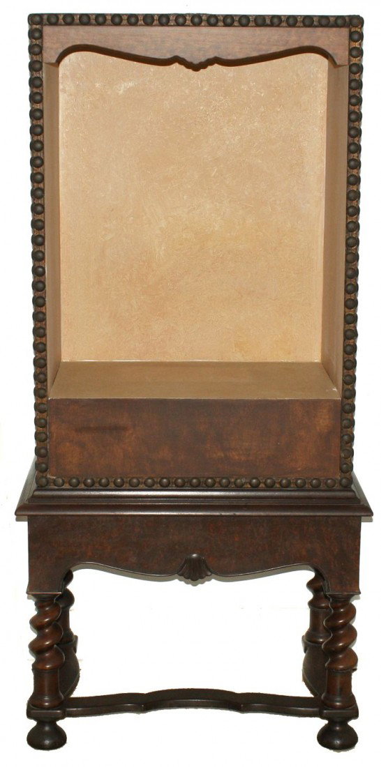 A Venetian Style Display Stand, 20th Century,: A Venetian Style Display Stand, 20th Century, With brass and embossed leather veneer, electrified with light. h: 65.50 x w: 31 x d: 20.50 in.
