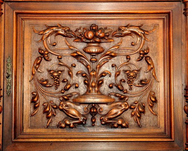 A Monumental German Heavily Carved Walnut and Oak - 2