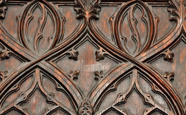 A Gothic Revival Carved Oak Slant Front Desk in th - 2