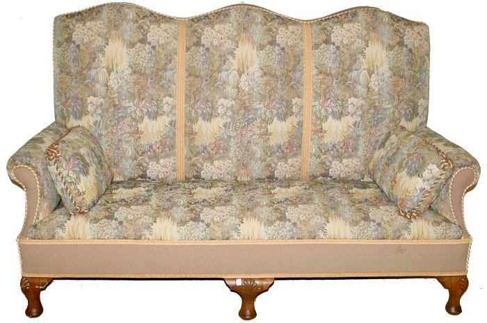 A Georgian Style High Back Settee, 20th Century.: A Georgian Style High Back Settee, 20th Century. h: 47 x w: 76 x d: 30 in.