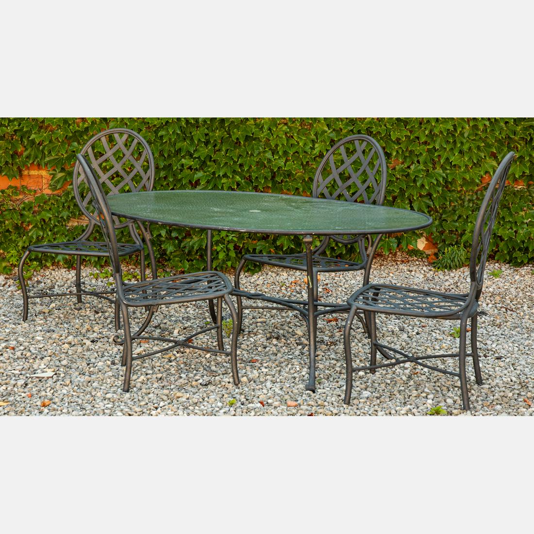 Brown Jordan Aluminum and Glass Dining Table with Four Chairs (1 of 5)