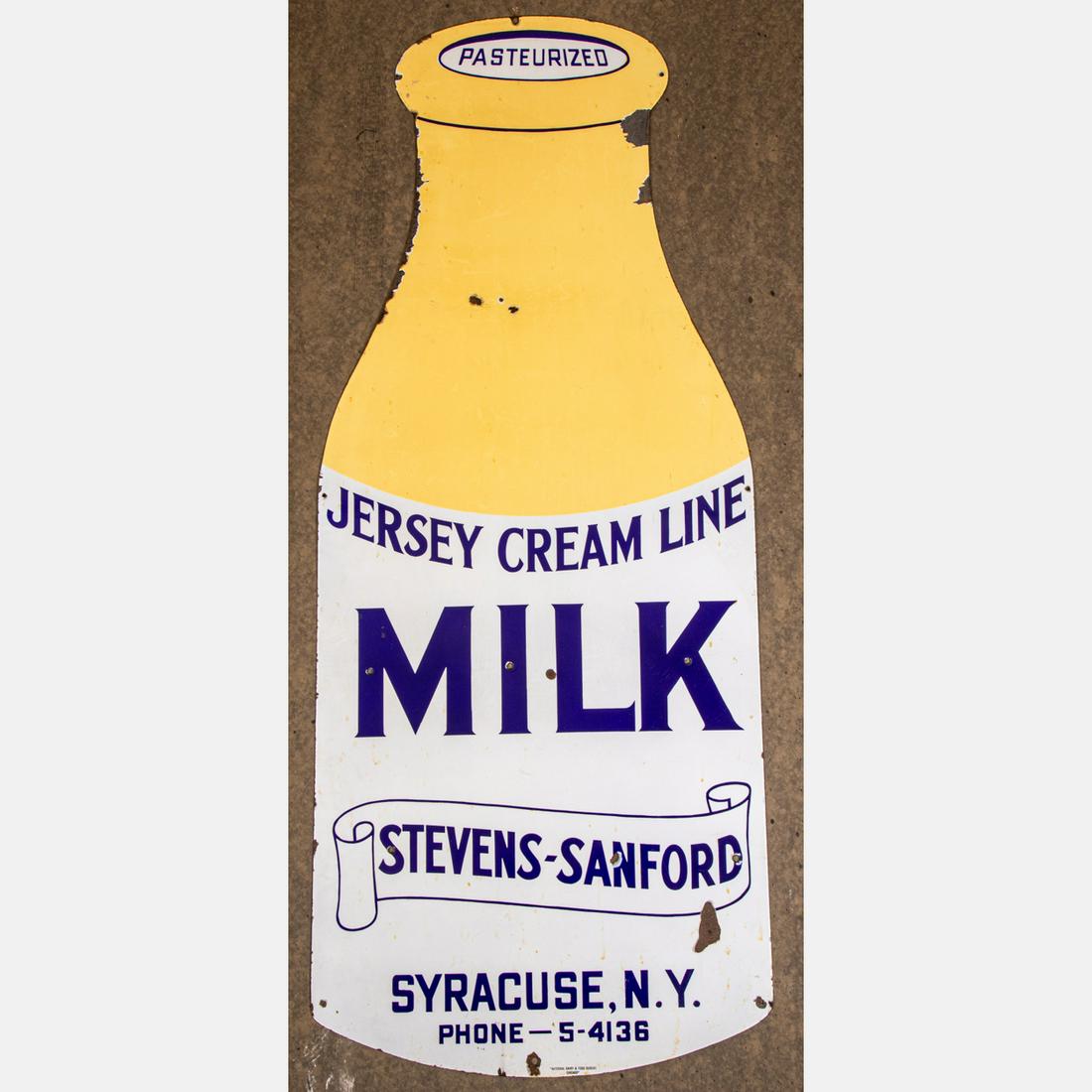 Oversized Porcelain Enamel on Metal Jersey Cream Line Milk Sign (1 of 7)