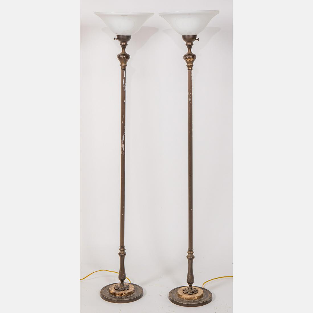 Pair of Painted Metal and Glass Floor Lamps (1 of 5)