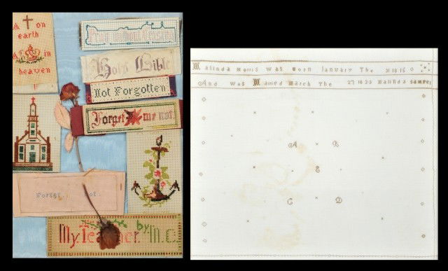 Two Framed Needlework Embroideries, 19th Century.: Two Framed Needlework Embroideries, 19th Century. h: 17.50 x w: 21.75 in.