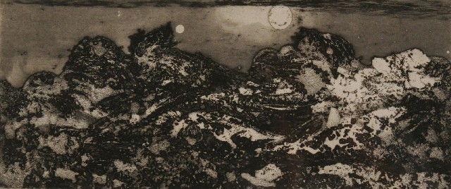 Juvenal Sanso (b.1929) Luers: Juvenal Sanso (b.1929) Luers, 1963, Etching and aquatint, Signed lower right. Cleveland Print Club Edition. h: 8.25 x w: 19.25 in.