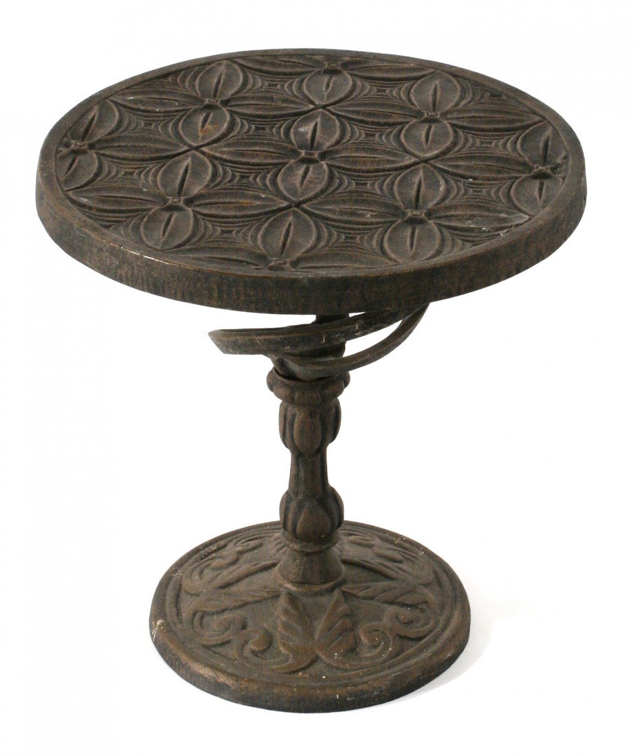 A Cast Iron Diminutive Side Table.: A Cast Iron Diminutive Side Table. h:12.25 x w:11.75 x d: 11.75 in.