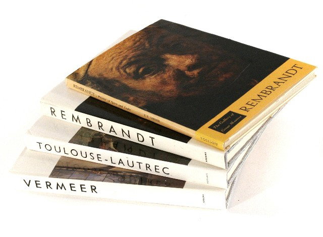 A Group of 4 Books on the Artists Rembrandt: A Group of 4 Books on the Artists Rembrandt, Toulouse-Lautrec and Vermeer. COOPER, Douglas. Toulouse-Lautrec. Boston, Massachusetts, U.S.A.: Harry N. Abrams Inc, 1956. 4to - over 9.75 - 12 in. tall. H