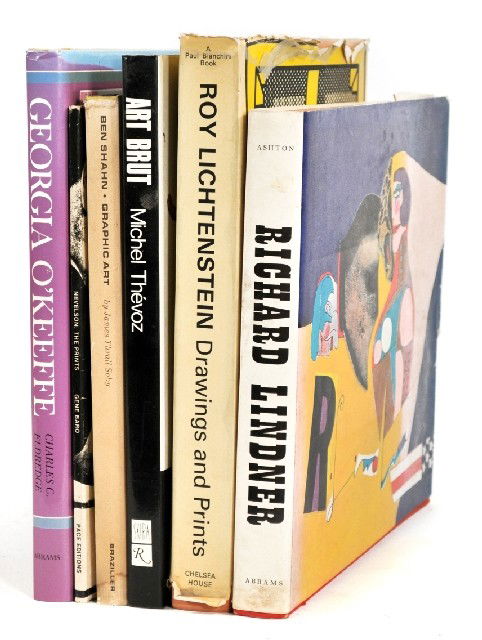 A Collection of Six Books Pertaining to Pop Art: A Collection of Six Books Pertaining to Pop Art and Contemporary Art, Including books on artists Roy Lichtenstein, Richard Lindner, Ben Shahn, Georgia O'Keeffe and Louise Nevelson. Minimum shipping co