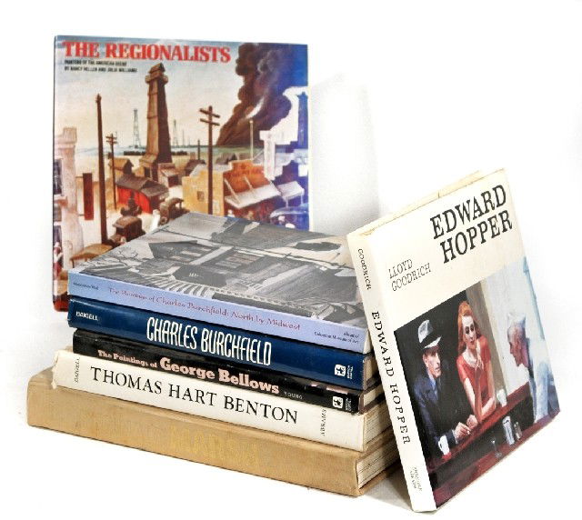 A Collection of Seven Books: A Collection of Seven Books Pertaining to American Regionalist Artists , including Thomas Hart Benton, Charles Burchfield, George Bellows, Reginald Marsh and Edward Hopper. Minimum shipping costs appl