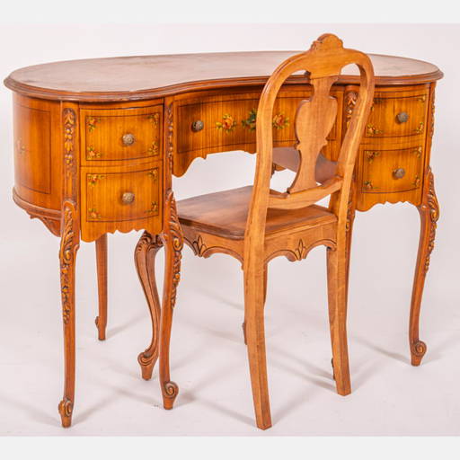 French Provincial Style Ladies Writing Desk And Chair