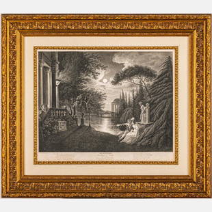 Shakespeare, Merchant of Venice,: After William Hodges, RA (English, 1744-1797) Shakespeare, Merchant of Venice, Engraving by John Browne (1741-1801) Published by Jogn Boydell, London. Framed dimensions: H: 31 1/2 x W: 36 in. H: 17 1/