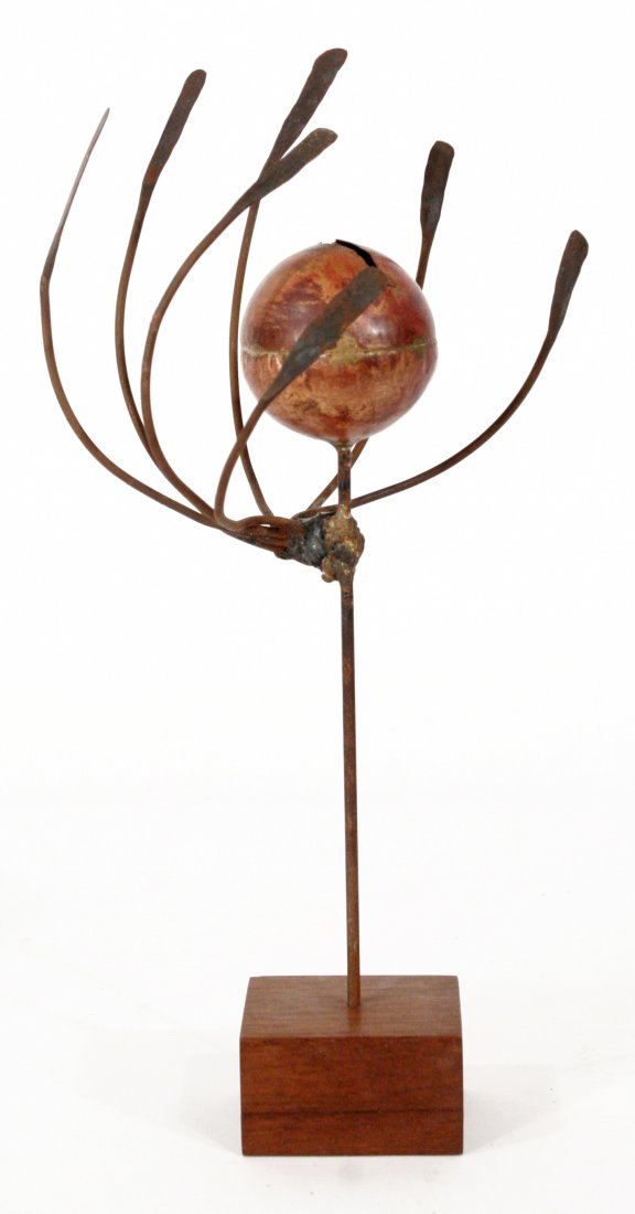 Thomas A. Herr (American, 20th Century) Untitled: Thomas A. Herr (American, 20th Century) Untitled (Split Ball) Brass and wood. h: 10 x w: 6 x d: 4 in. Tom was born in Pittsburgh on Dec. 28, 1930 and named Thomas A. (Allen) Herr. He showed an early i