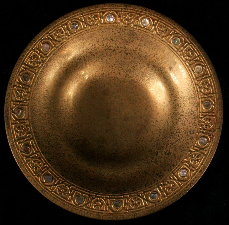 A Tiffany Studios Bronze Dore Plate,: A Tiffany Studios Bronze Dore Plate, Stamped Tiffany Studios, New York 1723. Diameter: 8 7/8 inches.