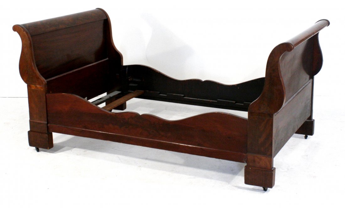 188 An American Empire Flame Mahogany Twin Sleigh Bed,