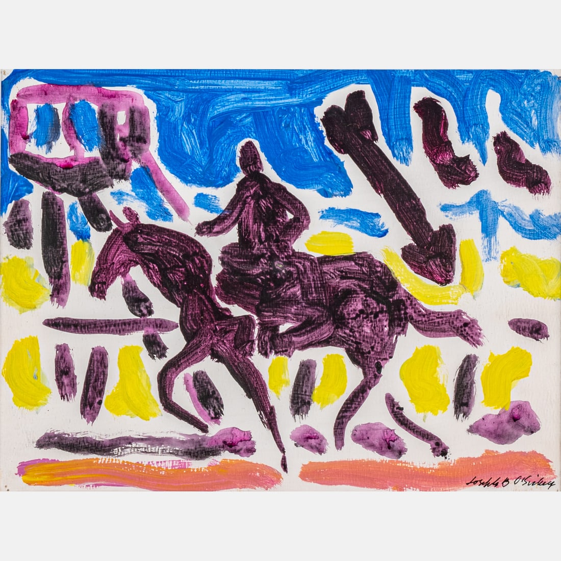 Joseph Benjamin O' Sickey (American, 1918-2013): Joseph Benjamin O' Sickey (American, 1918-2013) Untitled, Acrylic on paper, Signed lower right. Sheet size: H: 9 1/2 x W: 12 1/2 in. From the collection of Marlene Mancini Frost. The absence of a cond