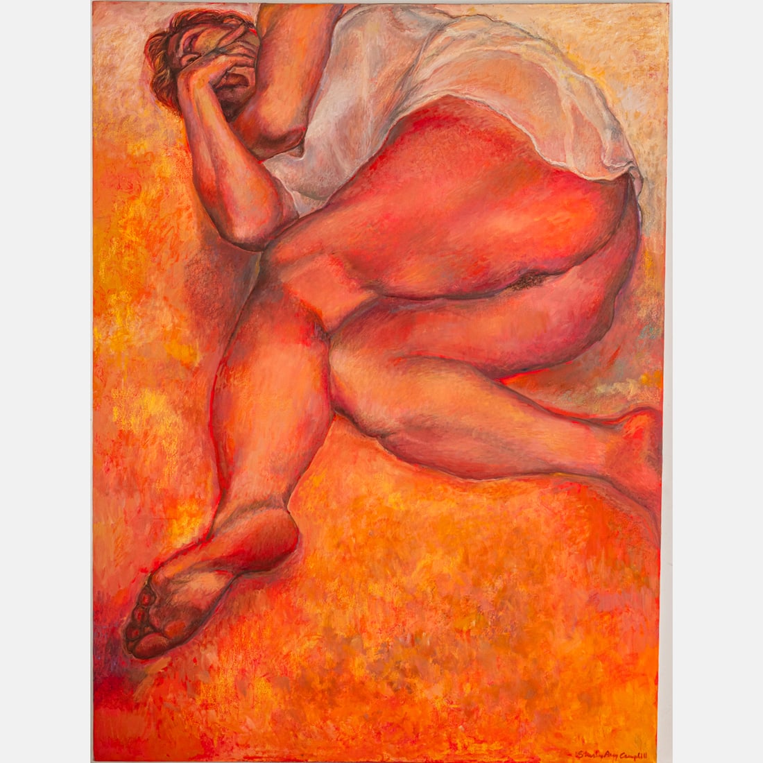 Shirley Aley Campbell (American, 1925-2018): Shirley Aley Campbell (American, 1925-2018) Red Nude, Acrylic on canvas, Signed lower right. H: 48 W: 36 in. From the collection of Carol Rosenberg The absence of a condition statement does not imply 