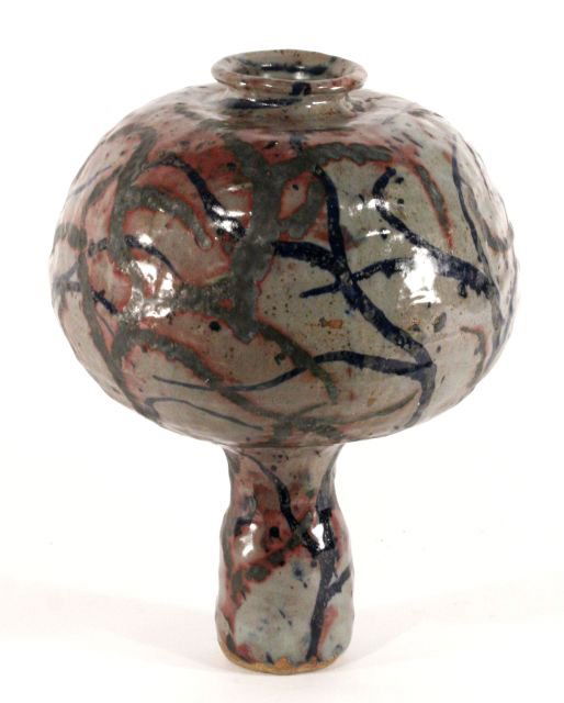 A Mid Century Modern Earthenware Vase, 20th Centur: A Mid Century Modern Earthenware Vase, 20th Century, Signed J.W. on base. h: 13.50 in.