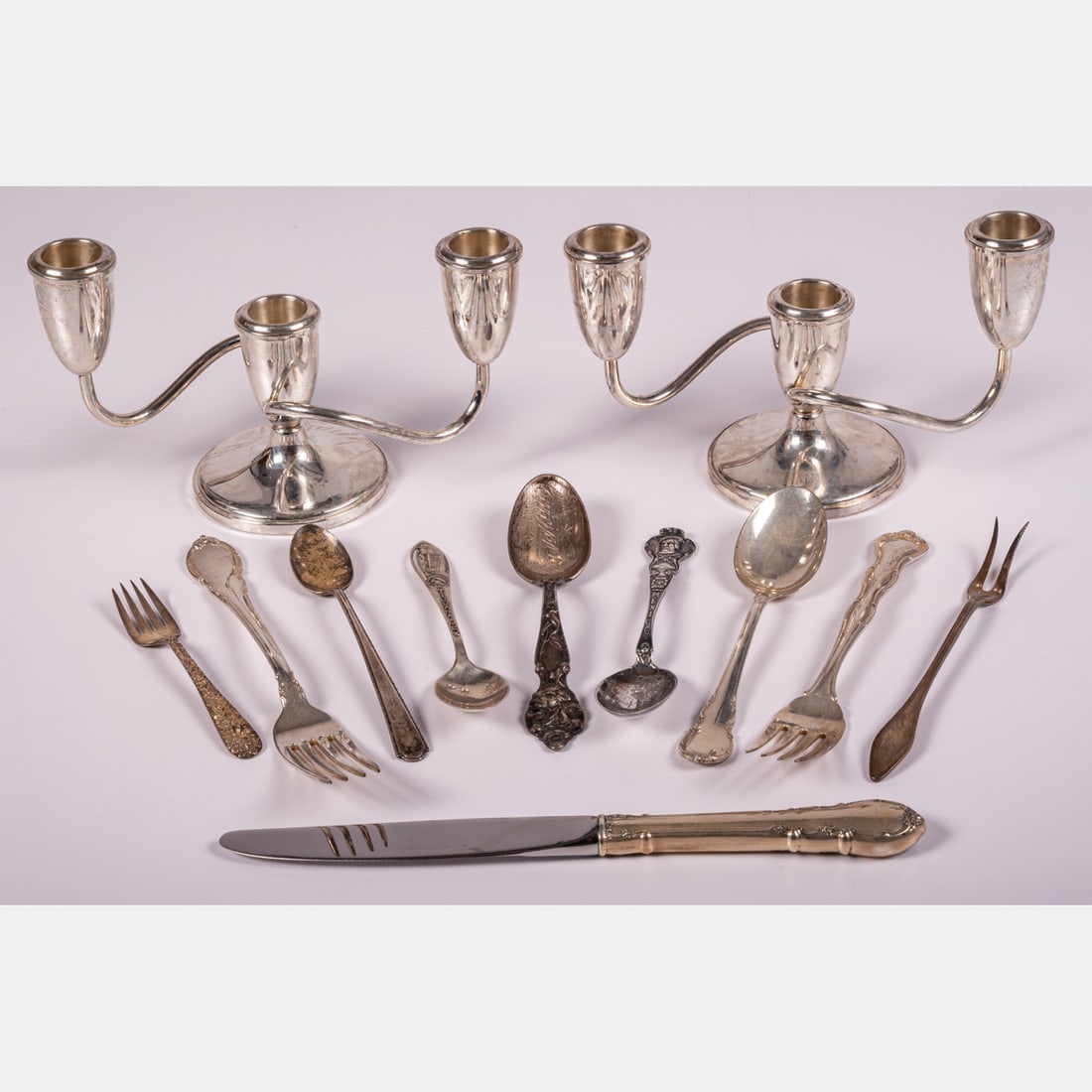 A Pair of Weighted Sterling Silver Candelabra (1 of 6)