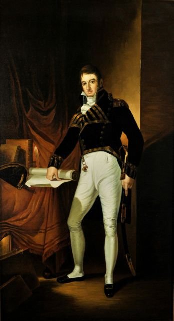 After Thomas Sully (1783-1872) Captain Charles Stew: After Thomas Sully (1783-1872) Captain Charles Stewart, Oil on canvas, Unsigned. Height: 32 Width: 56