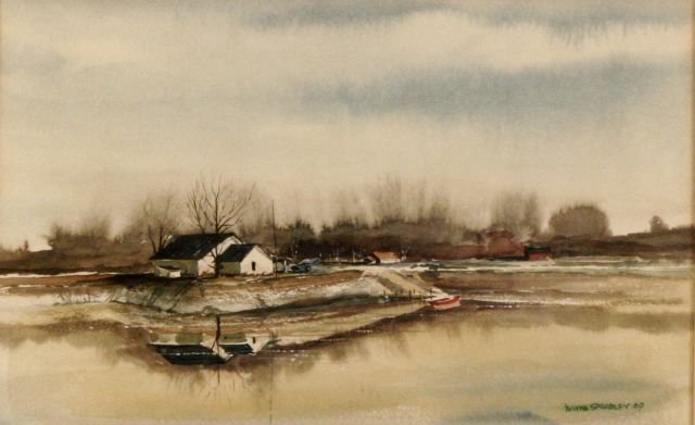 Wayne Spradley (b.1937) River Landscape, Watercolor: Wayne Spradley (b.1937) River Landscape, Watercolor on paper, Signed lower right. Height: 9.5 Width: 15