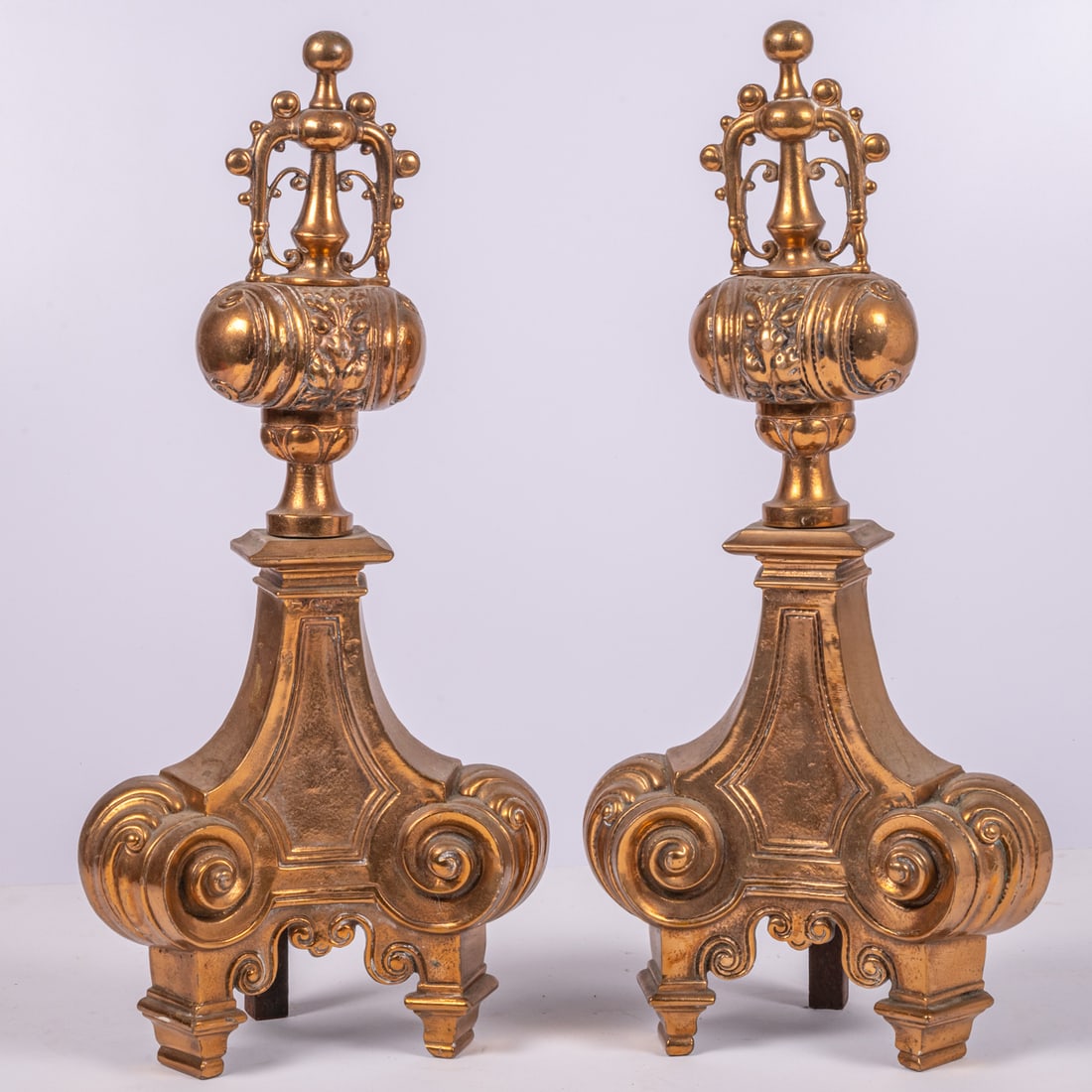 Pair of Regency Style Brass Andirons (1 of 5)
