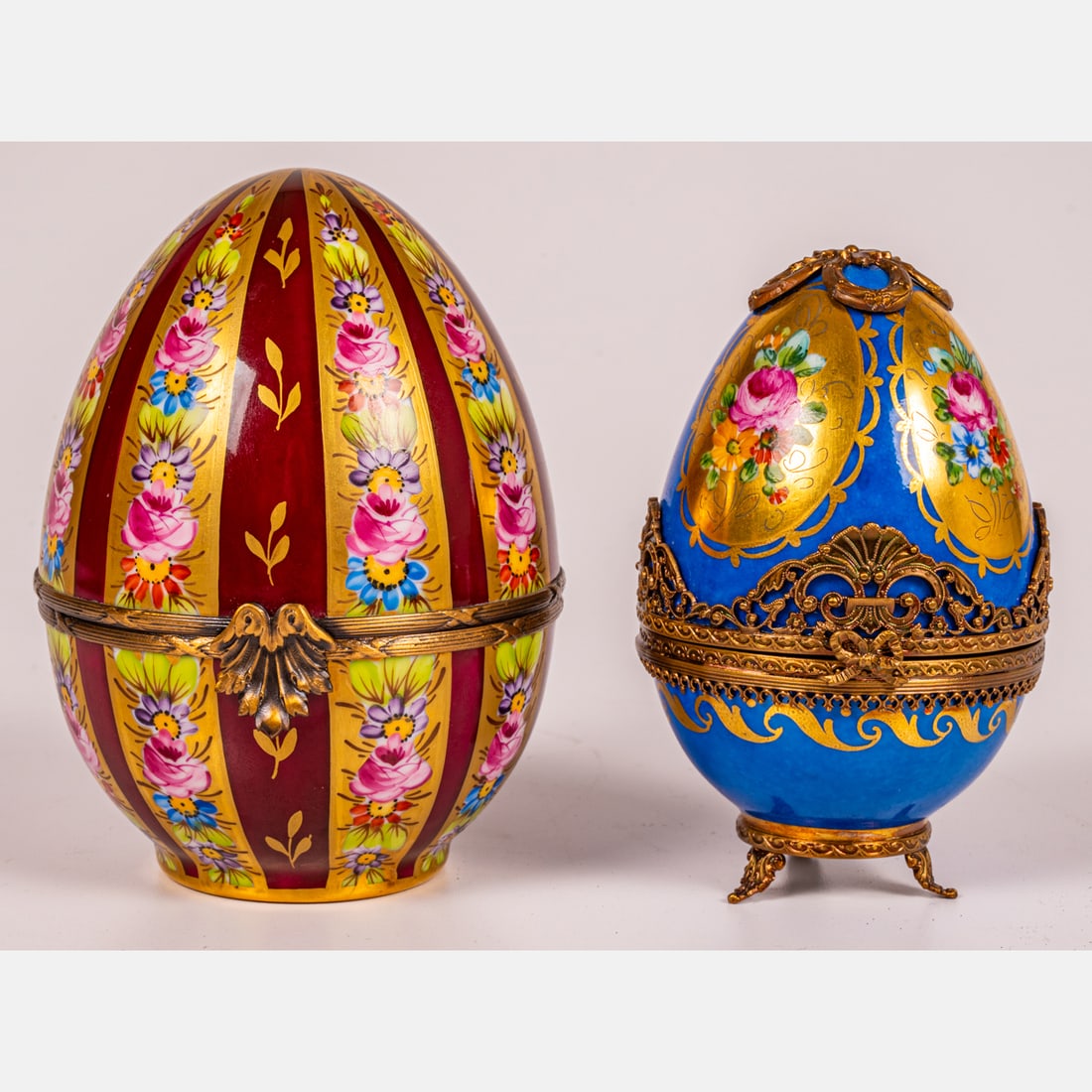 Two Limoges Hand Painted Porcelain Egg Trinket Boxes (1 of 6)