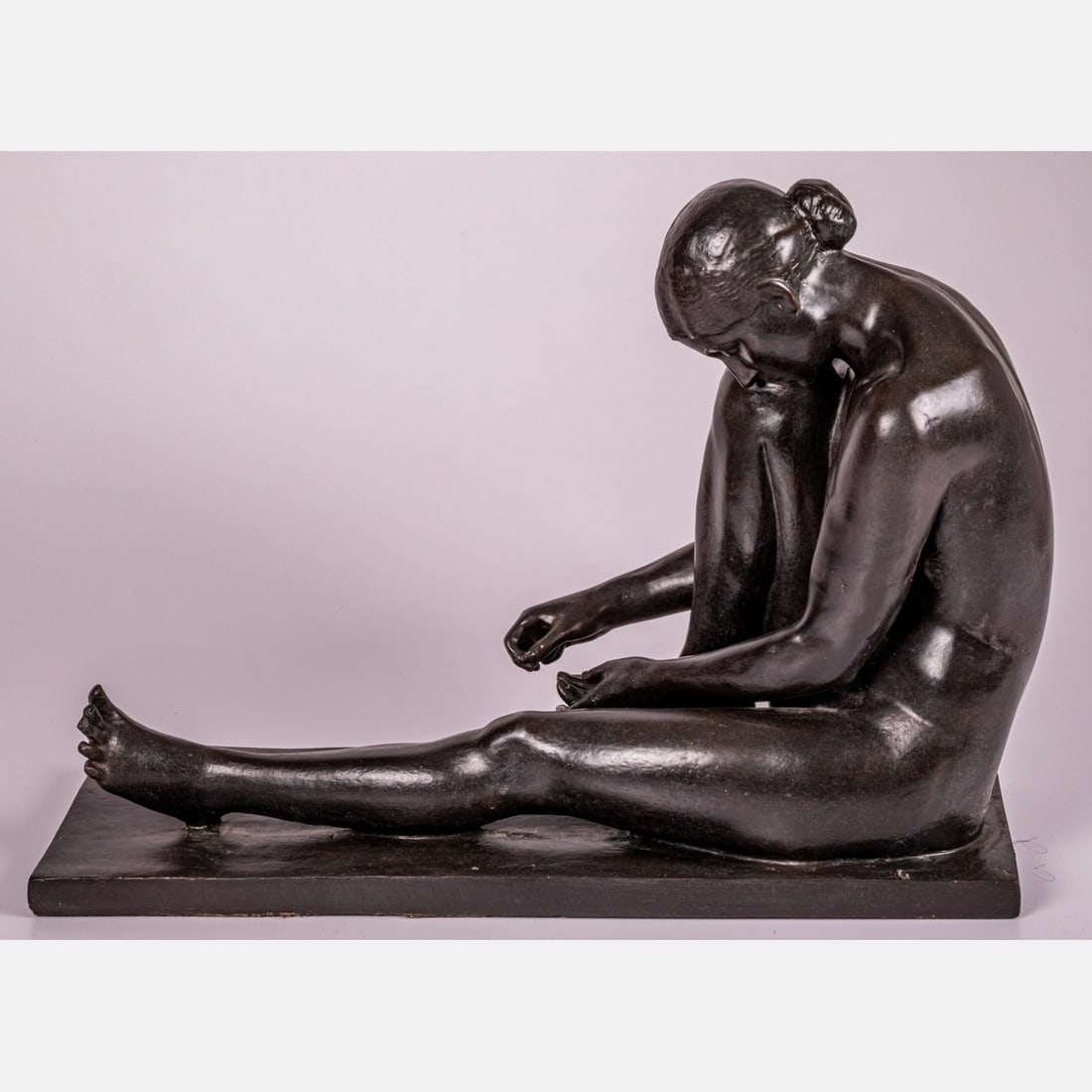After Jane Pouplelet (French 1878-1932) Femme a sa toilette: After Jane Pouplelet (French 1878-1932) Femme a sa toilette, Plaster cast, Marked MMA lower right base. H: 16 W: 22 1/2 D: 8 1/2 in.