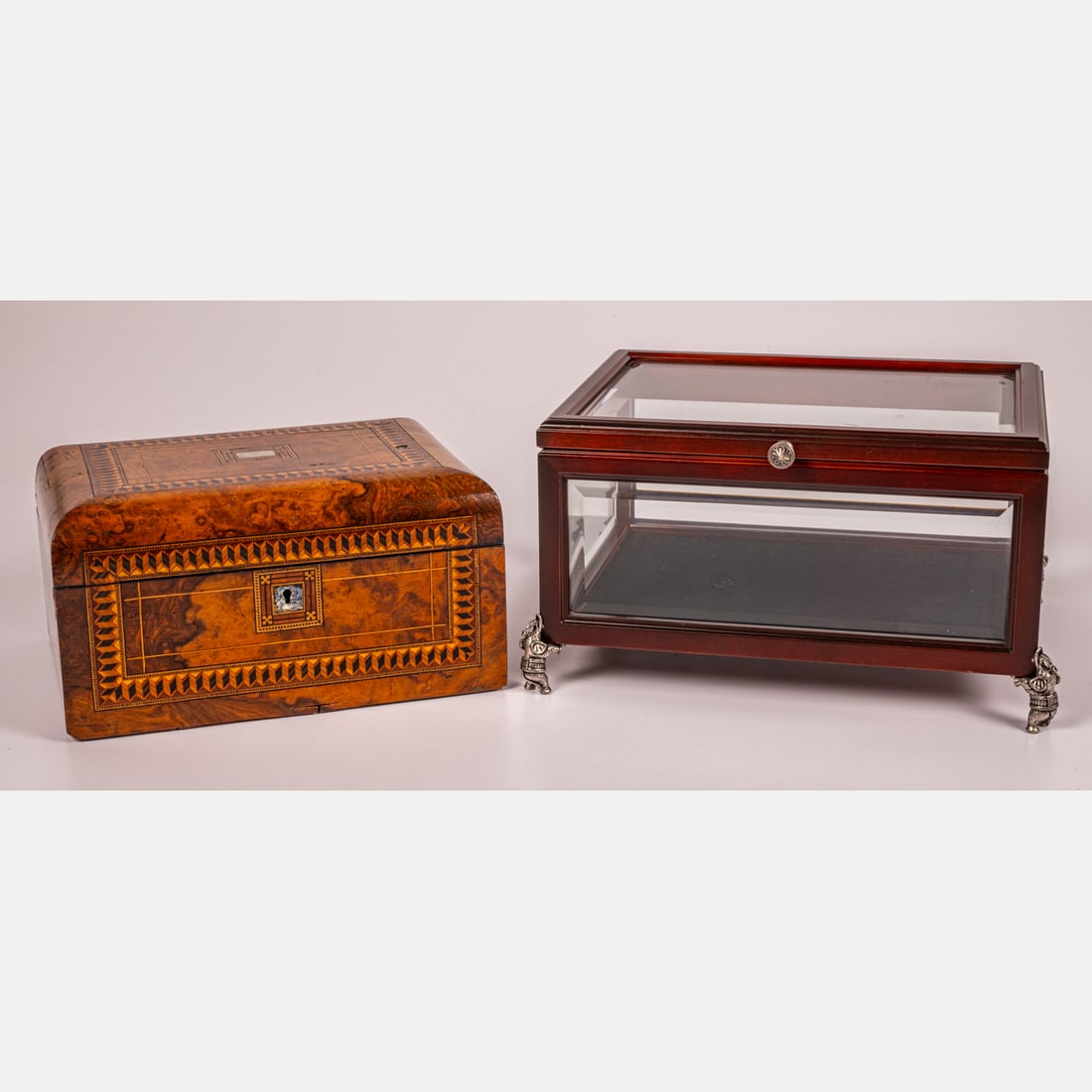 Continental Burl Walnut and Exotic Wood Parquetry Box (1 of 6)