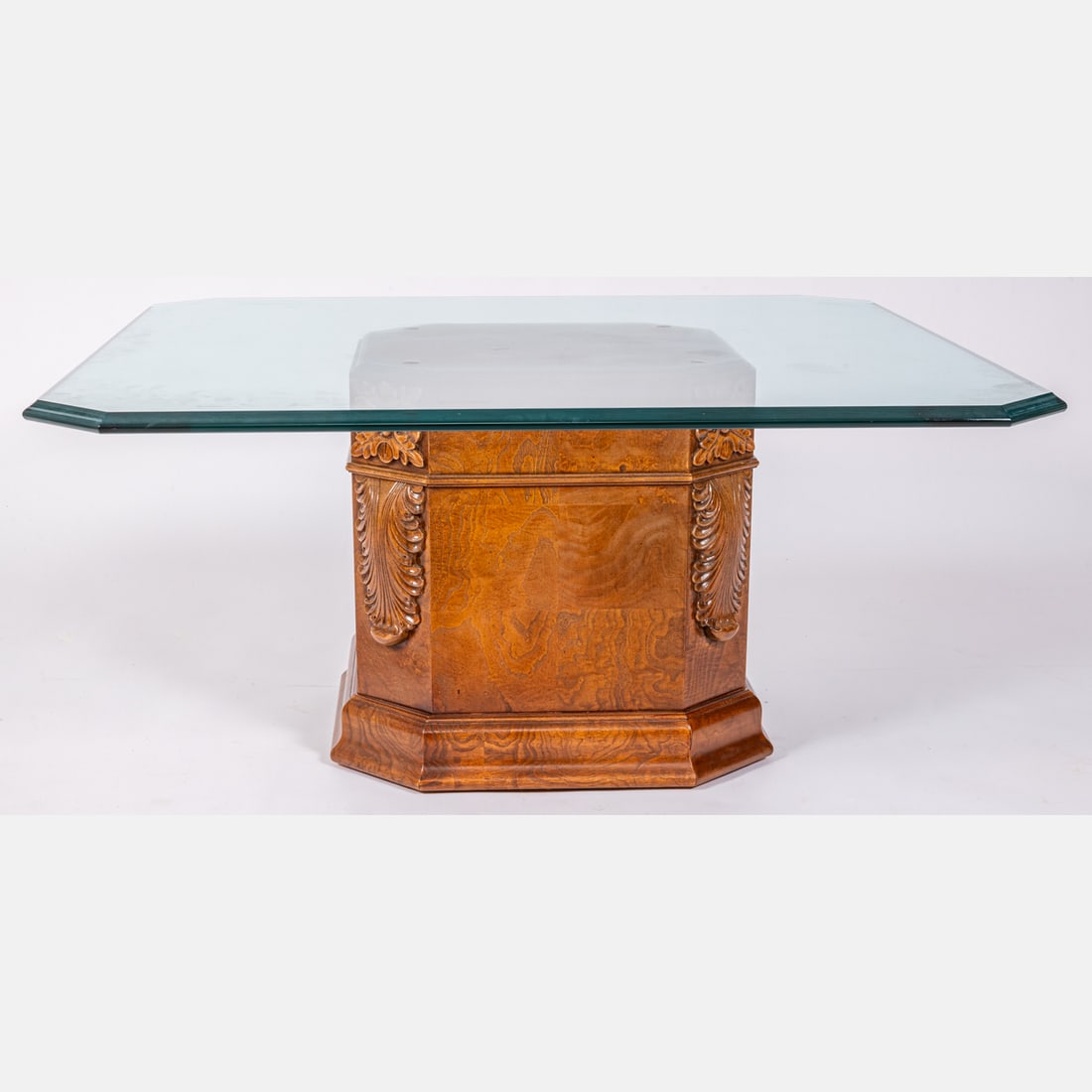 A Contemporary Beveled Glass and Column Form Low Table (1 of 3)