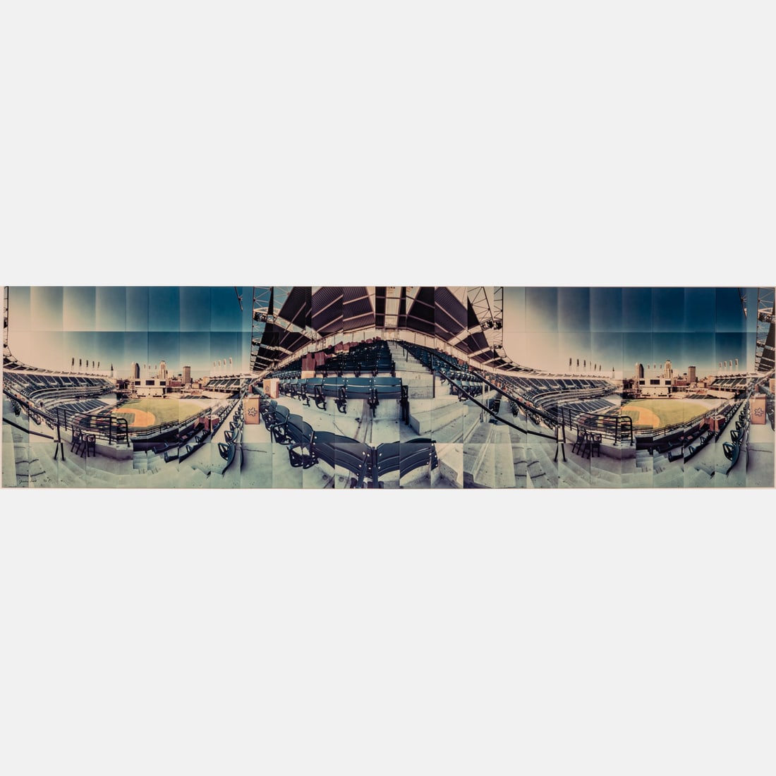 Masumi Hayashi (American, 1945-2006): Masumi Hayashi (American, 1945-2006) Jacob's Field, Color photograph collage, Titled and numbered 2/5 lower left. Framed dimensions: H: 29 x W: 89 in. H: 21 1/4 W: 82 in. From the former owner of the