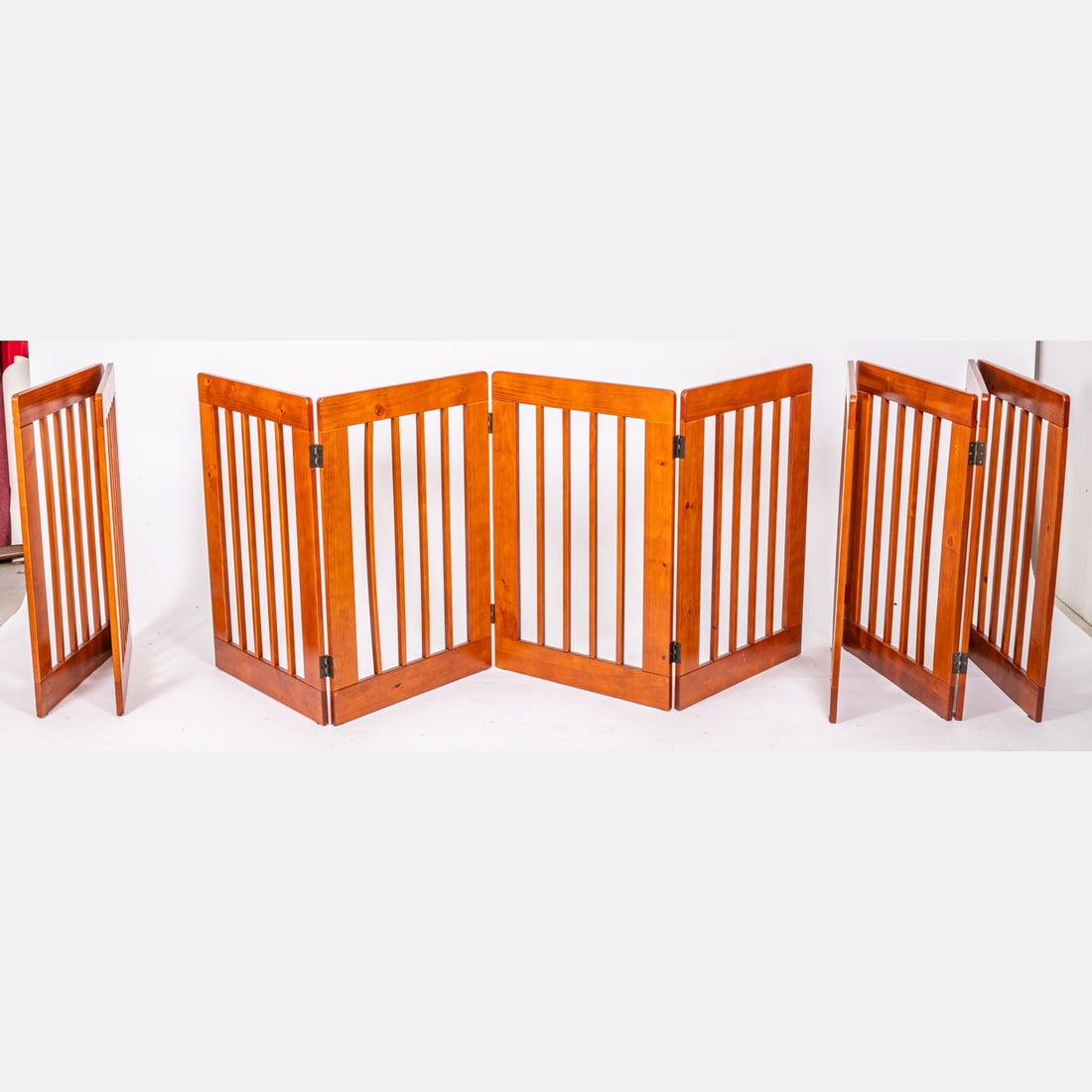 A Set of Three Pine Zig-Zag Panel Indoor Safety Gates by Orivs (1 of 5)