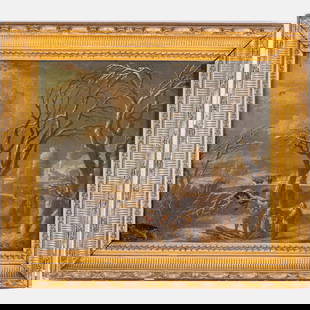 Continental School (18th Century): Continental School (18th Century) Winter Landscape, Oil on canvas, Unsigned. Framed dimensions: H: 24 1/4 x W: 28 in. H: 18 W: 22 in.
