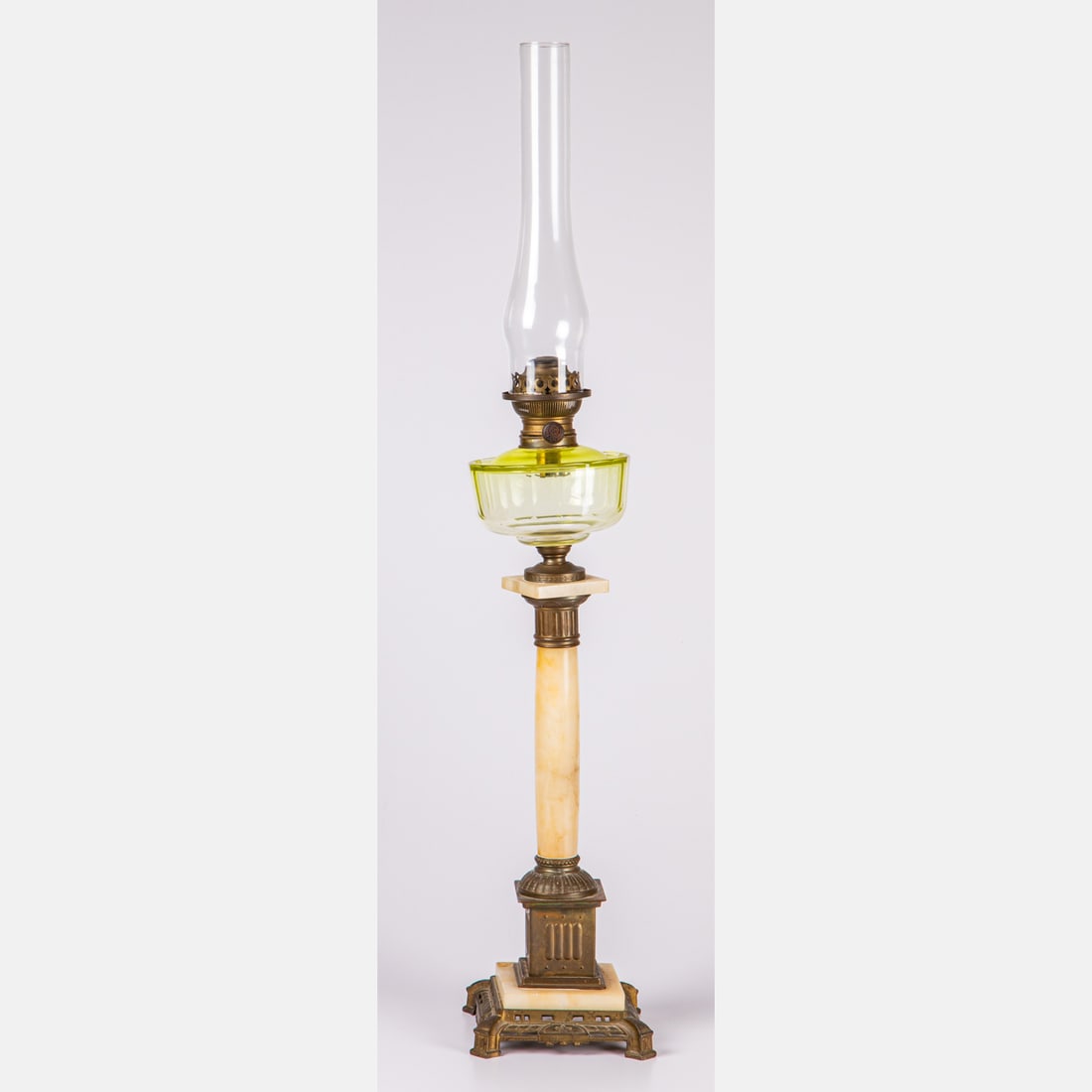 Spelter, Alabaster and Glass Oil Lamp (1 of 4)