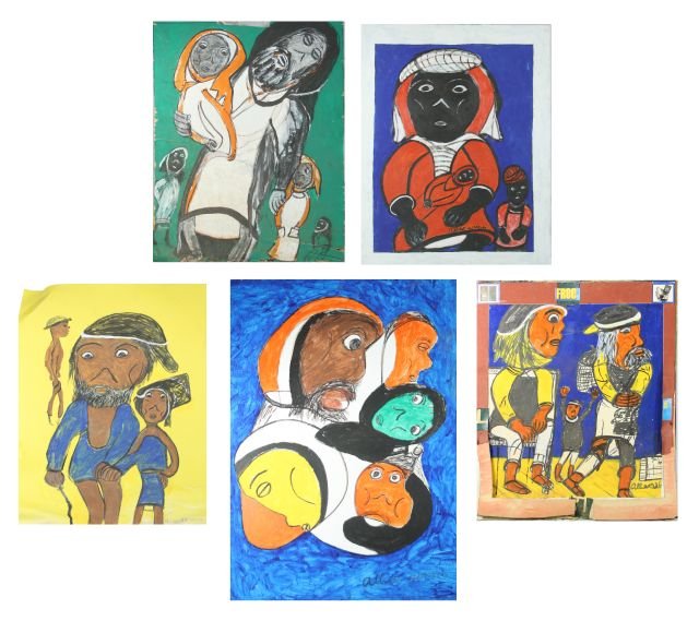Reverend Albert Wagner (1924 - 2006) A Collection : Reverend Albert Wagner (1924 - 2006) A Collection of Five Artworks, Various media including acrylic paint, ink, oil stick, and graphite, Comprising of: Untitled, mixed media on cardboard, signed in im