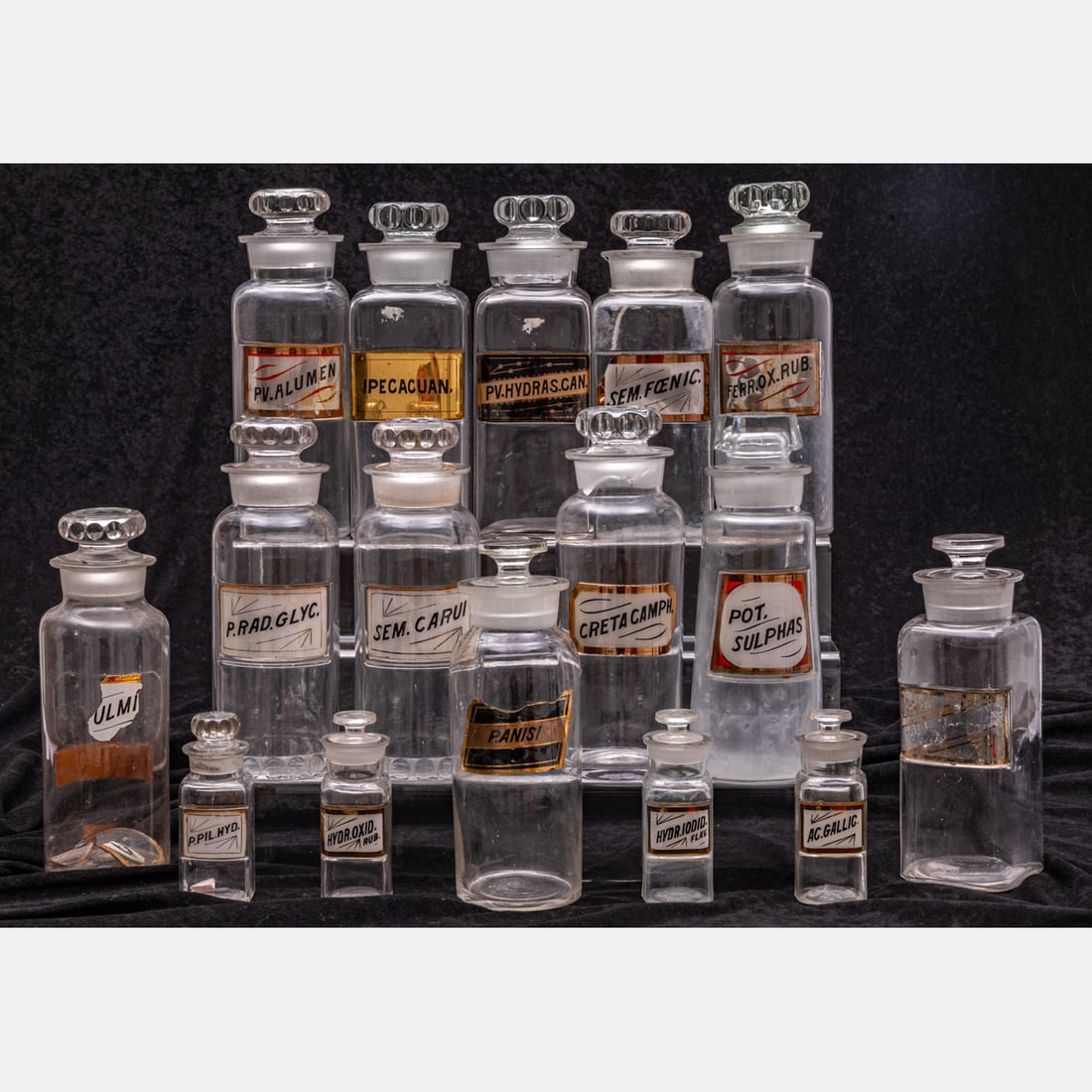Sixteen Apothecary Glass Jars with Stoppers (1 of 6)