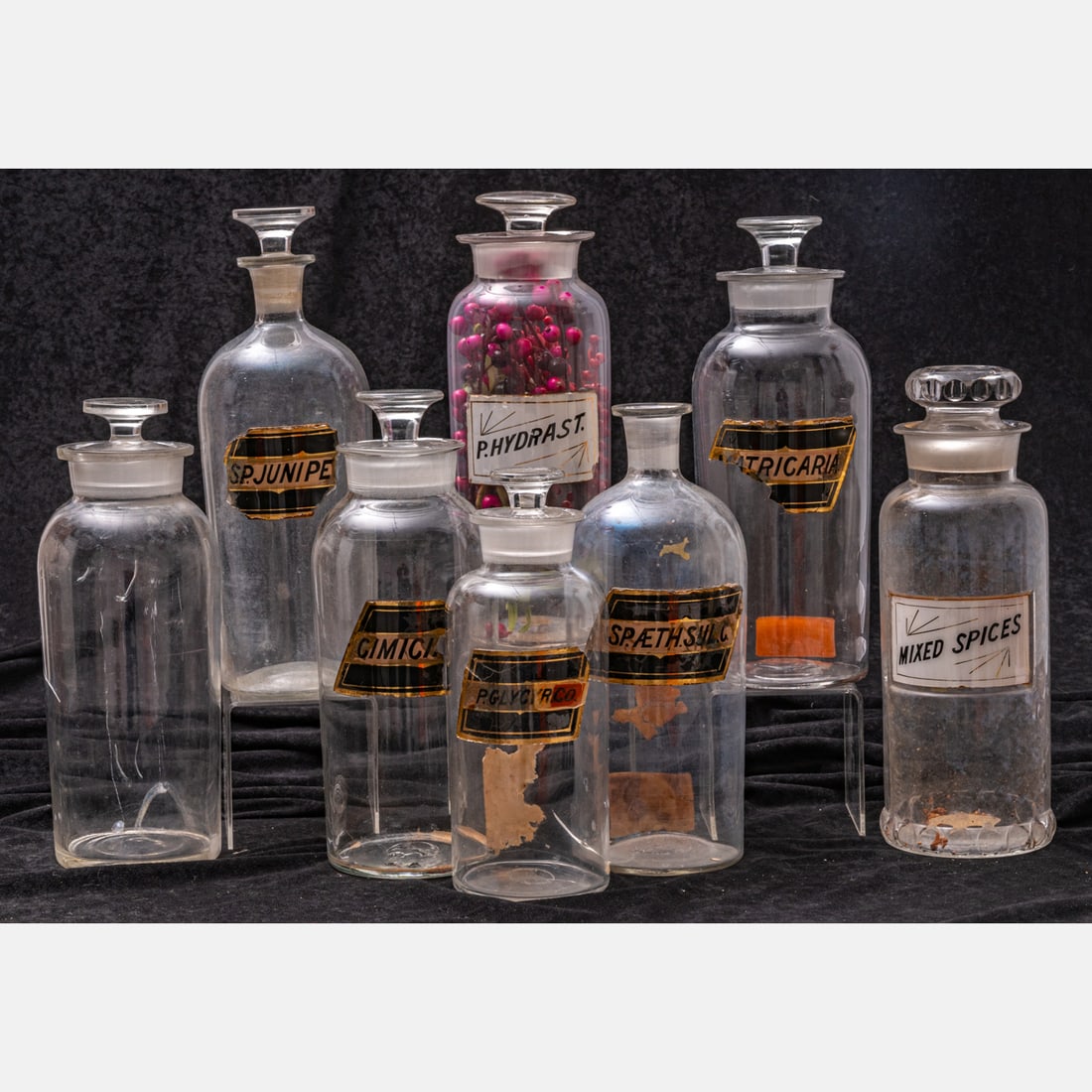 Eight Large Apothecary Glass Jars with Stoppers (1 of 4)