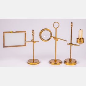 Three Brass and Glass Microscope Lighting Accessories