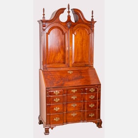 American Chippendale Cherry Secretary Bookcase