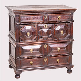 Charles II English Carved Oak Chest