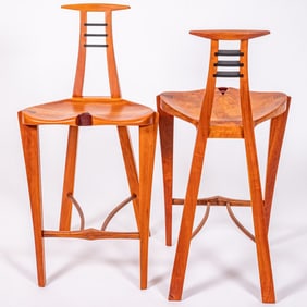 Two Paul Sirofchuck Stingray Bar Stools,