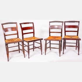 Four American Federal Chairs with Rush Seats