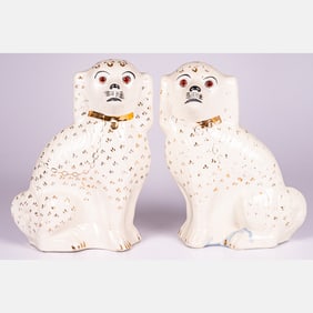 Pair of White Staffordshire Spaniels