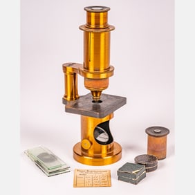 Lacquered Brass Monocular Drum Microscope