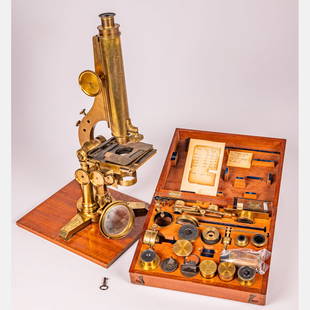 Smith and Beck First Class Compound Monocular Microscope: A Smith and Beck First Class Signed Compound Monocular Microscope, No 1079, London, 1856, Inscribed on barrel tube 'February 1856 Presented to Mr. John Flowers Bentley, as a public testimonial by upwa