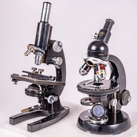 Two Vintage Compound Monocular Microscopes