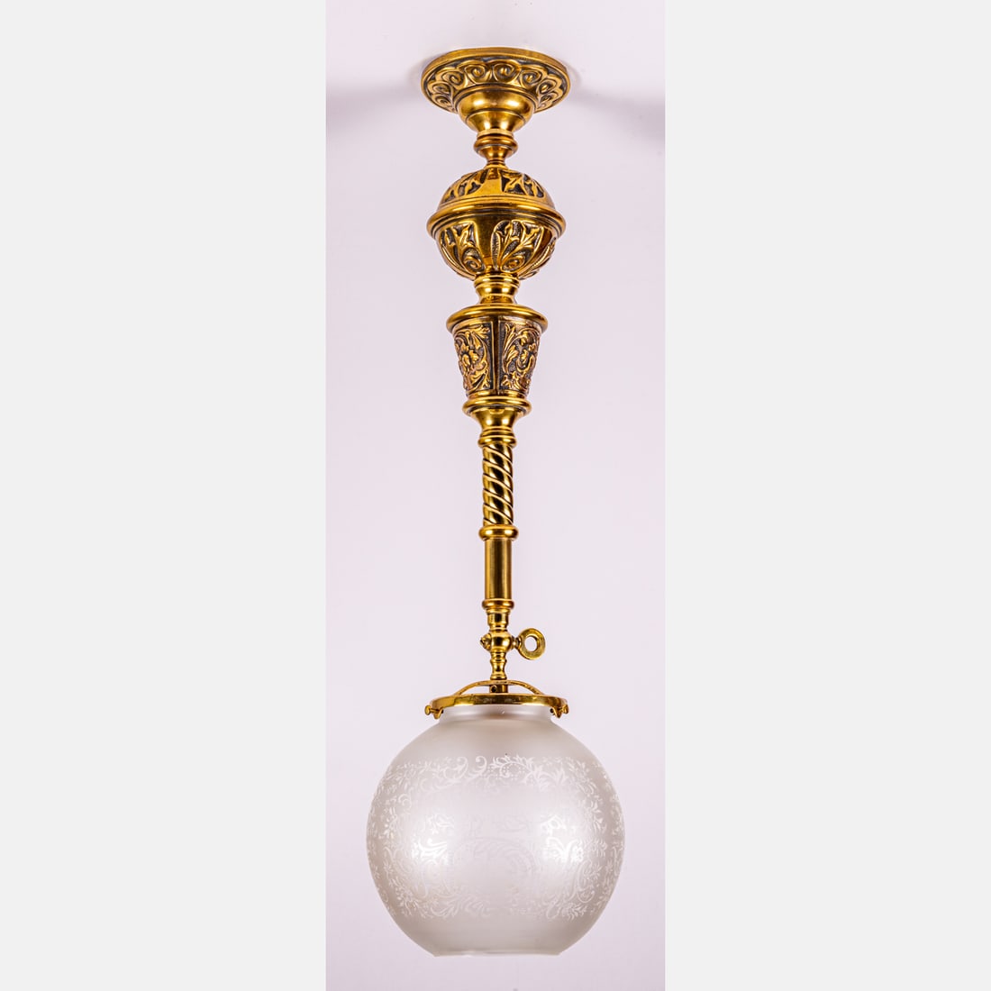 Victorian Style  Brass Frosted Glass Hall Light (1 of 7)