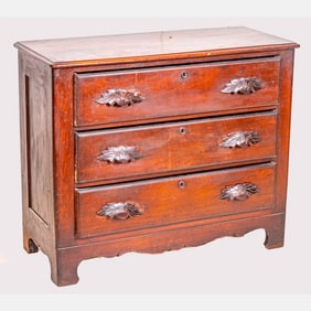 American Carved Walnut Chest of Drawers