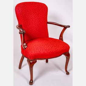 American Upholstered Queen Anne Style Armchair