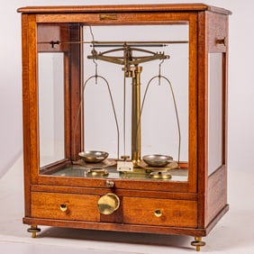 A Ludwig Oertling Brass Assay Balance Scale